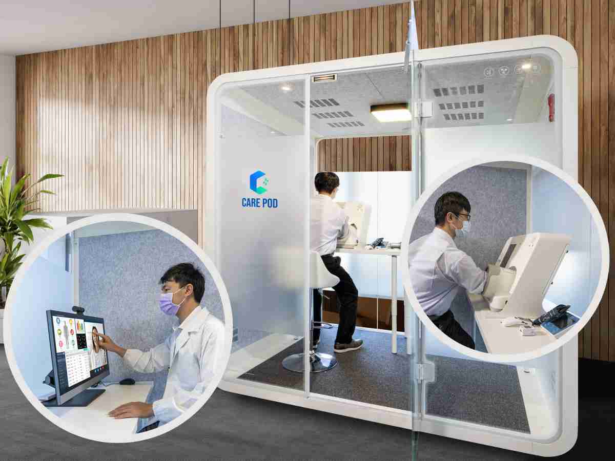 达擎于医疗科技展中展出＂远距诊疗舱＂，，，以因应医疗数字化及社会高龄化趋势下、、、复诊及慢性病患等族群对于远距看诊需求逐渐升高所推出的创新整合方案。。。多功能合一、、、、高隐私性的远距诊疗舱可根据病患端与医师端的不同需求，，提供弹性化及客制化功能，，，，节省医生和病患的精力及时间